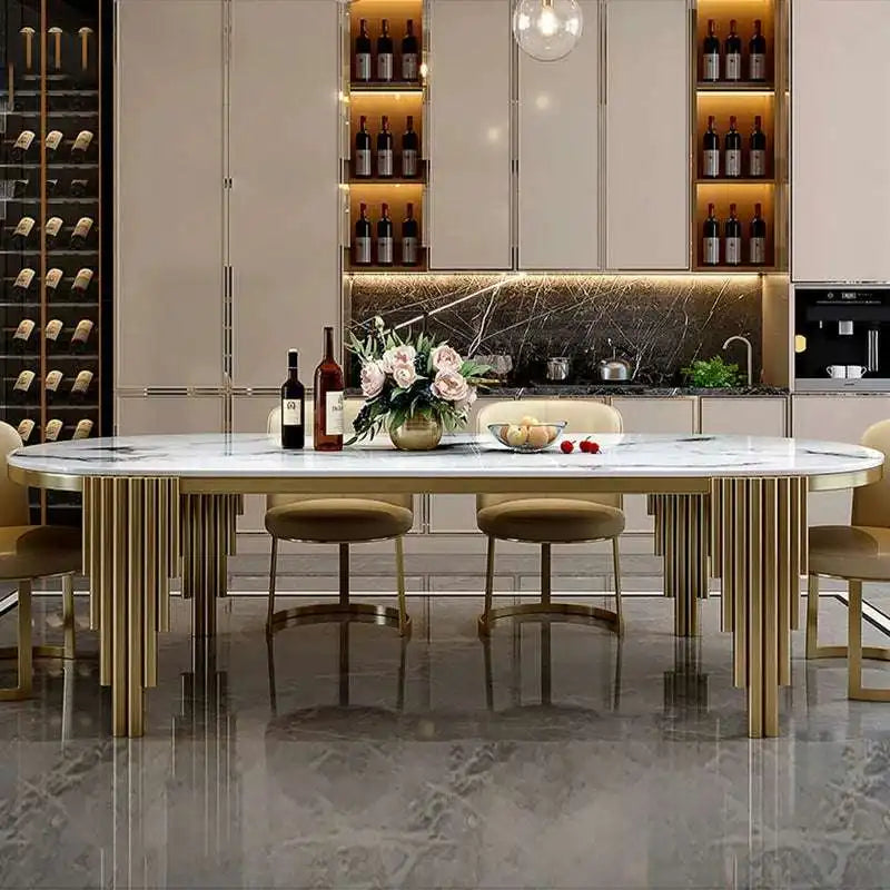 Oval Marble Dining Table - Gold Base | Luxury Dining Room Furniture