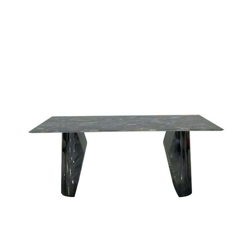 Modern Marble - Top Dining Table with Polished Metal Legs