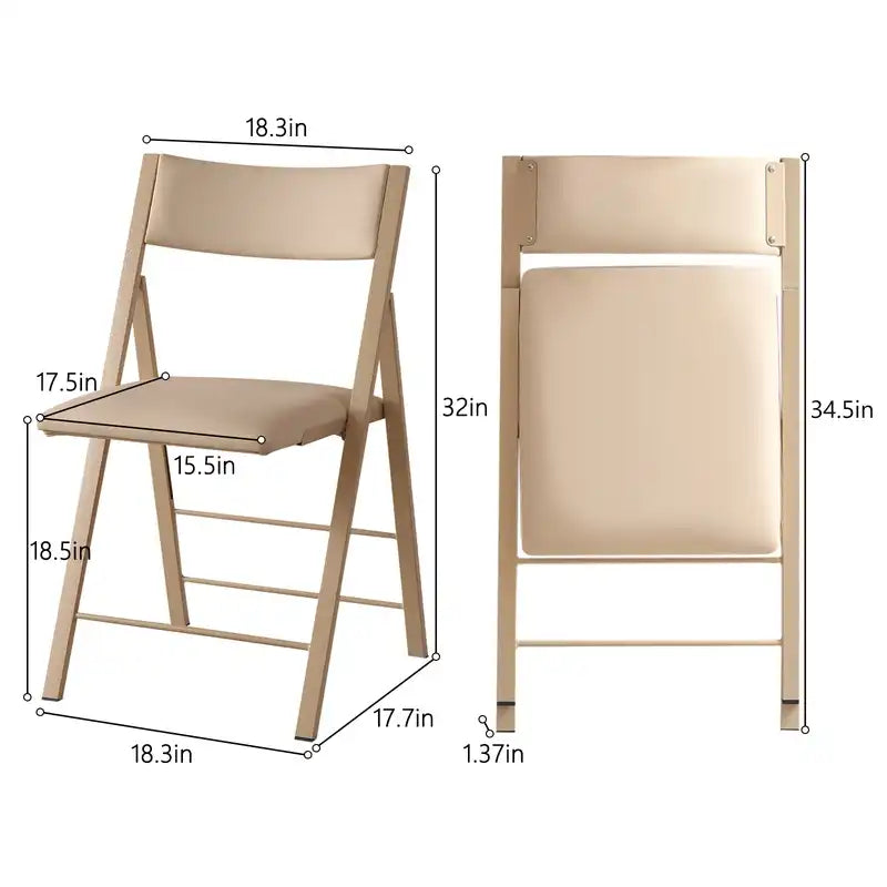 Folding Chairs with Cushion 2 Pack - Heavy Duty Steel Frame Foldable Dining Chairs, Waterproof Leather Indoor Outdoor Padded Chairs for Home, Conference Rooms,Weddings, Events (Wood)