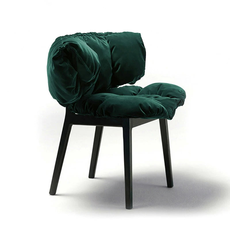 Plush Emerald Velvet Lounge Chair with Black Wood Frame