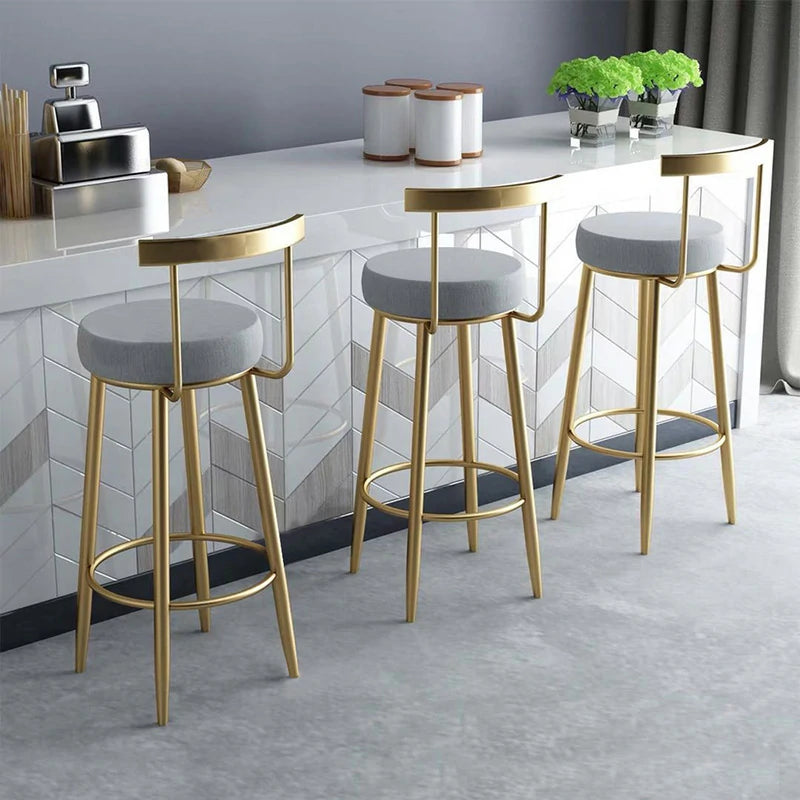 Modern Gold Stainless Steel Bar Stool with Premium Linen Seat