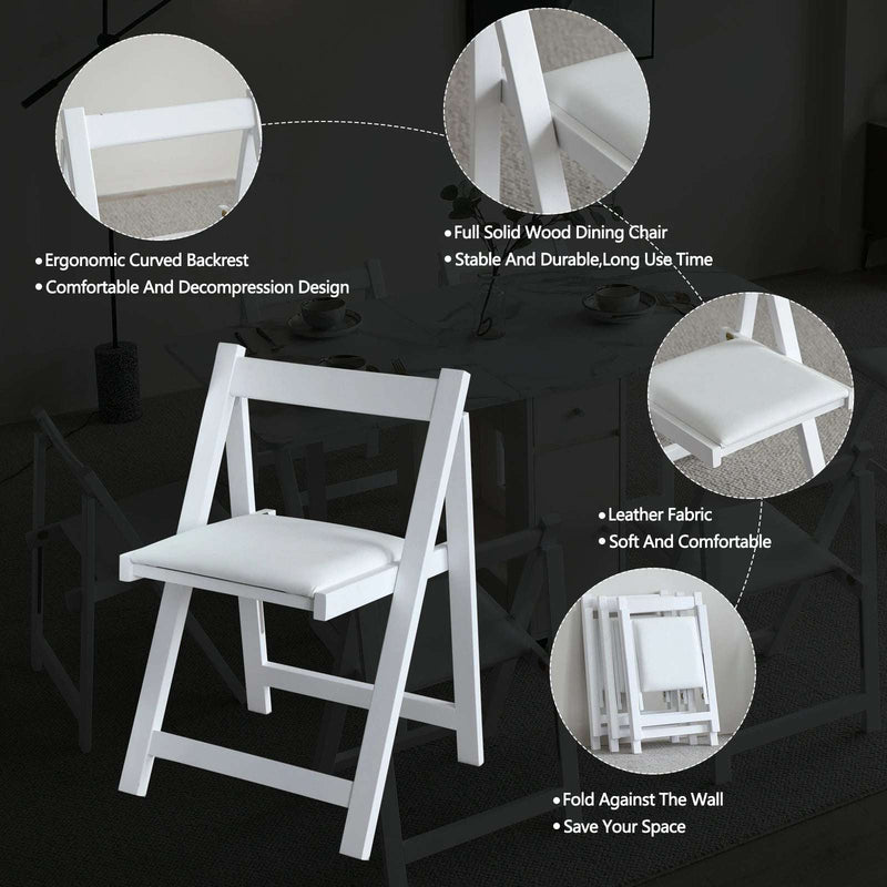 Wooden Folding Dining Chairs with Cushions