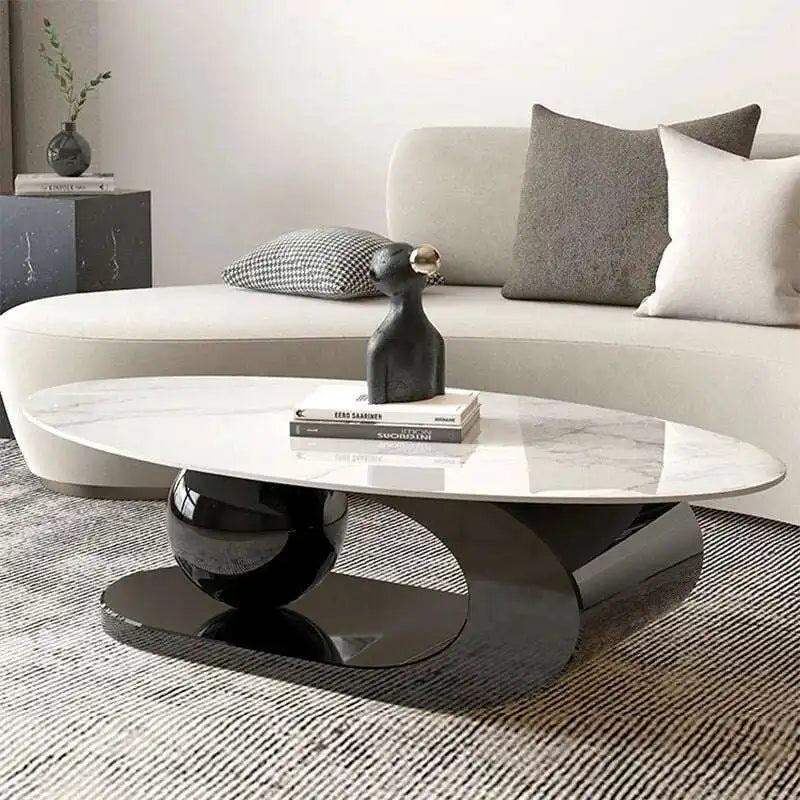 Marble Coffee Table with Gold Base | Modern Centerpiece