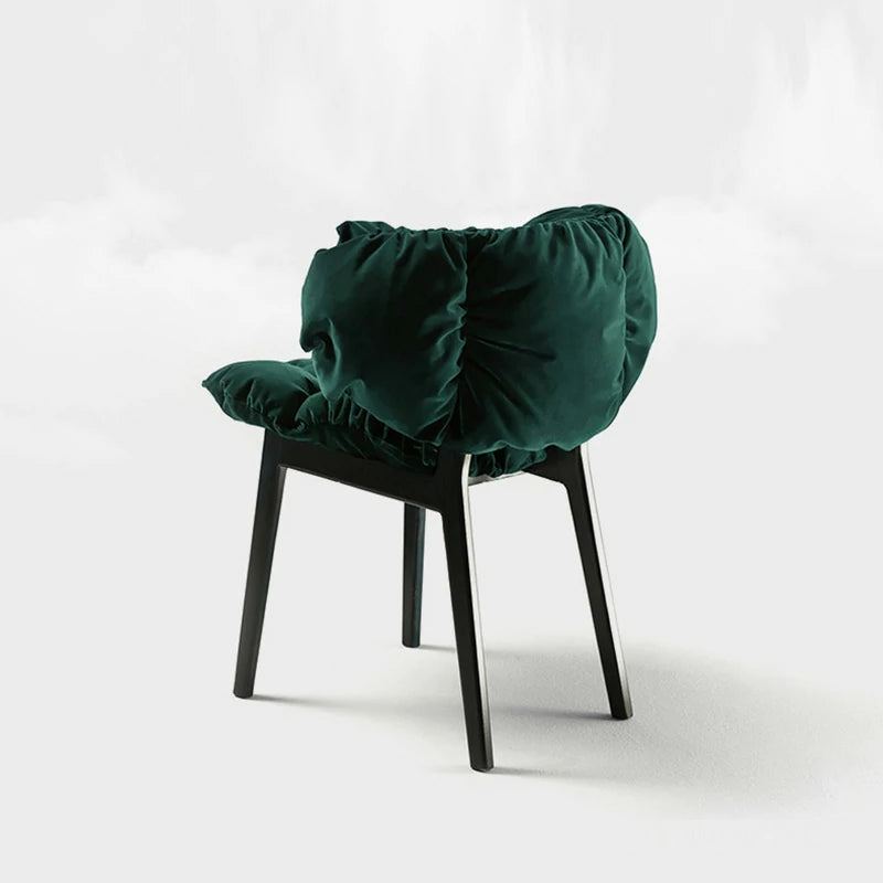 Plush Emerald Velvet Lounge Chair with Black Wood Frame