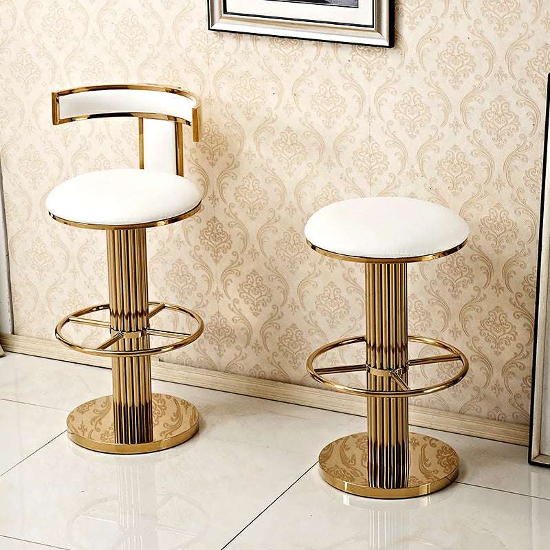 Gold Bar Stool with Leather Seat | Luxury Home Decor