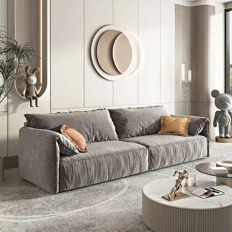 Modern Gray Velvet Sofa - Cozy Luxury Living Room Seat