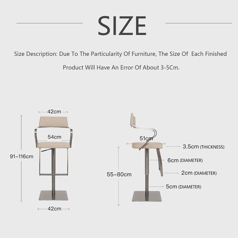 Beige Adjustable Bar Stool | Modern Kitchen & Bar Seating