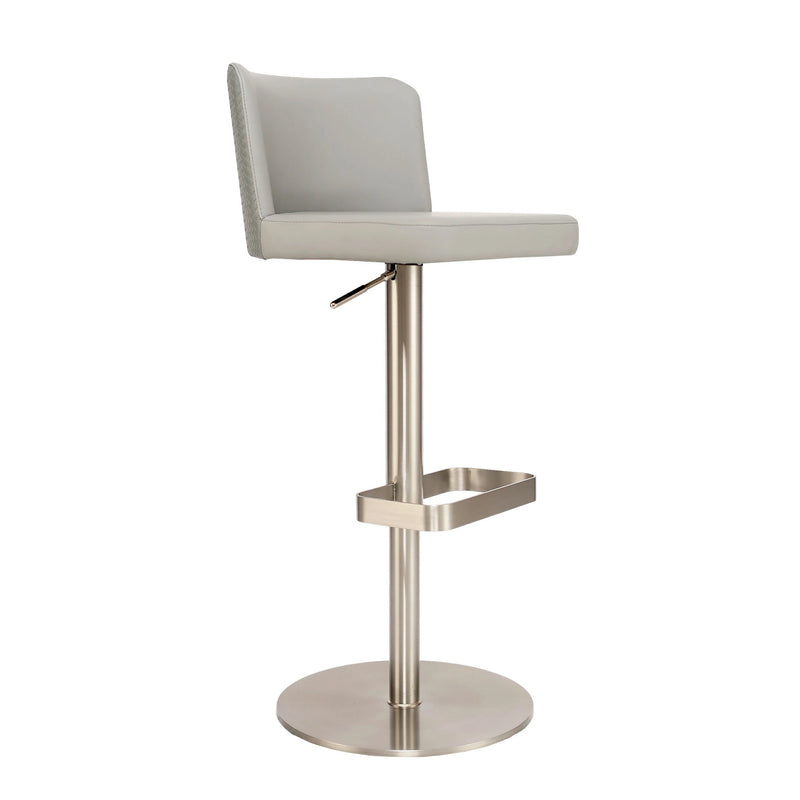 Gray Adjustable Bar Stool | Stainless Steel Base