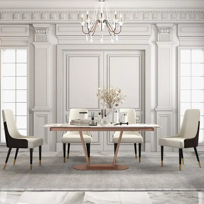 Modern Walnut Leather Dining Chair –Comfort