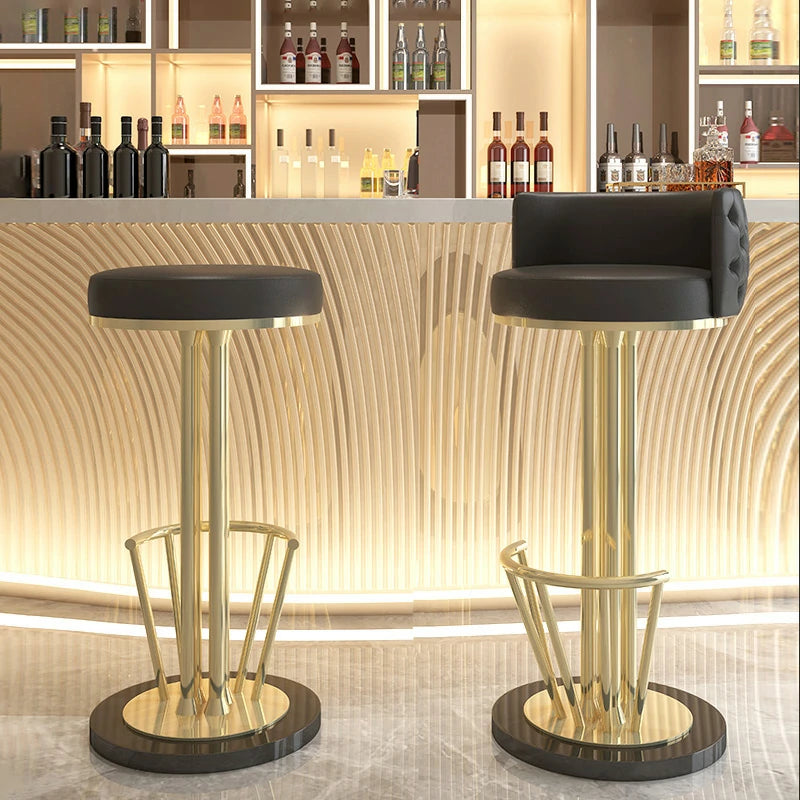 Luxury Black And Gold Bar Stool With Tufted Backrest – Modern Glam Design