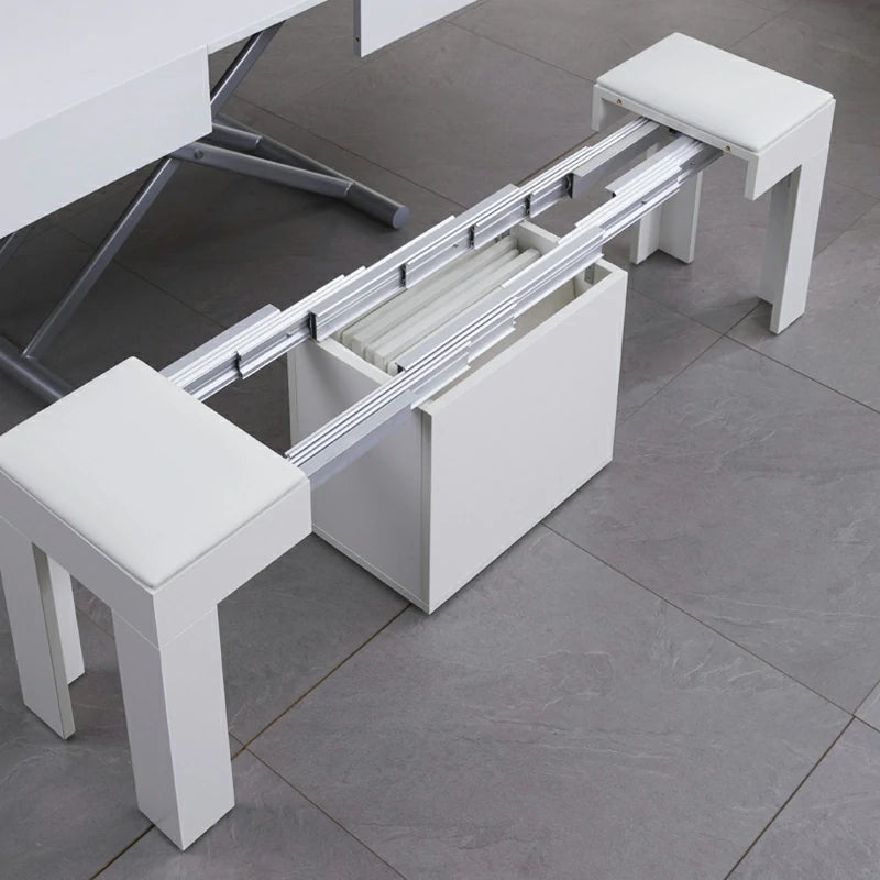 Extendable Stool Set - Space Saving Padded Bench - Modern