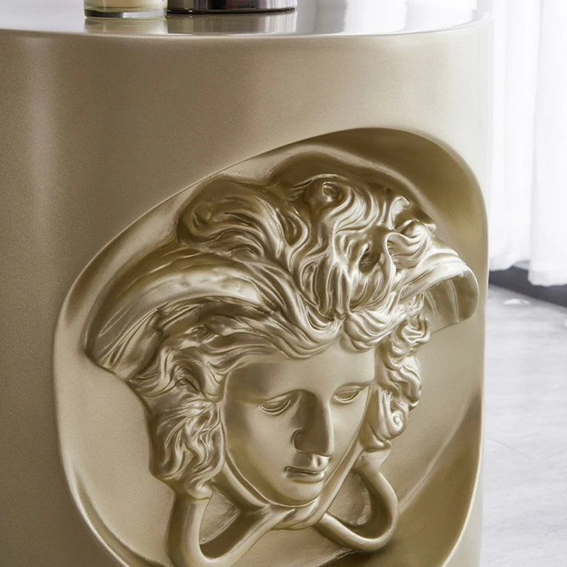 Embossed Round End Table - Modern Luxury Accent Table