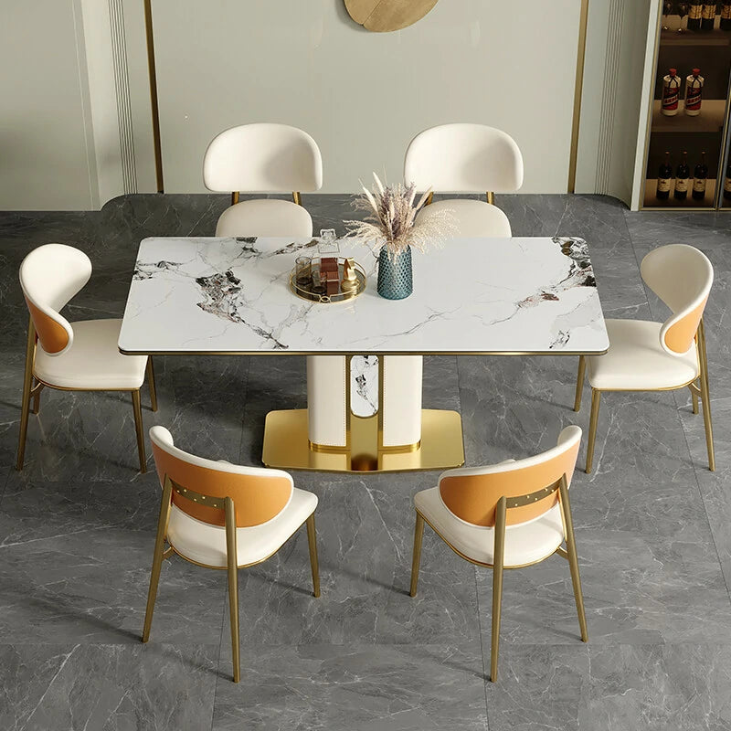 Glamorous Modern Dining Table Set with Gold Accents