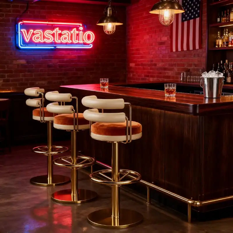 Velvet Swivel Bar Stool - Gold Frame & Plush Seat