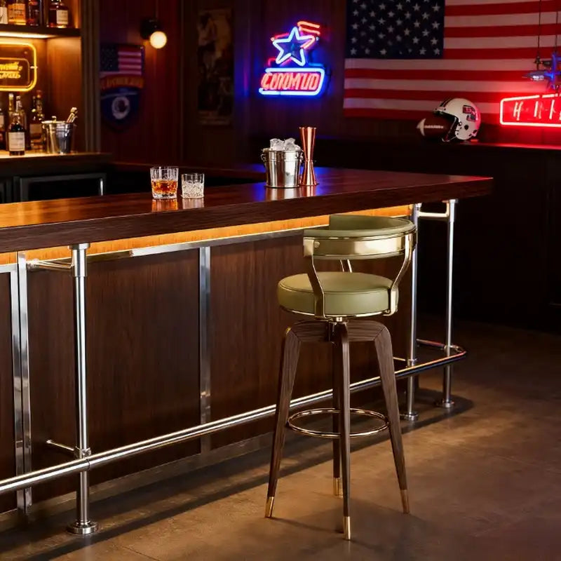 Walnut Swivel Bar Stool - Modern Kitchen & Bar Seating