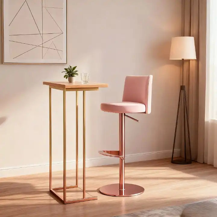 Pink Bar Stool: Adjustable Height Swivel | Modern Comfort