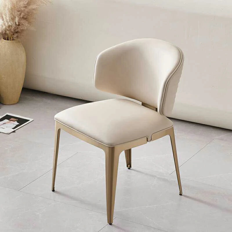 Cream Dining Chair with Gold Stainless Steel Legs –Comfy