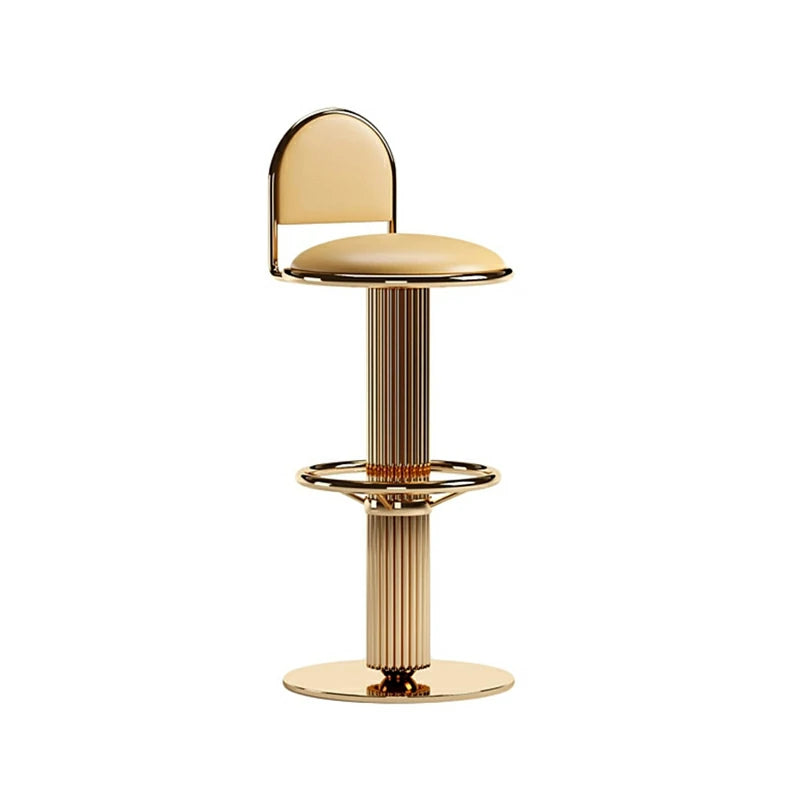 Luxury Gold Stainless Steel Bar Stool with Leather Seat – Modern Art Deco Style