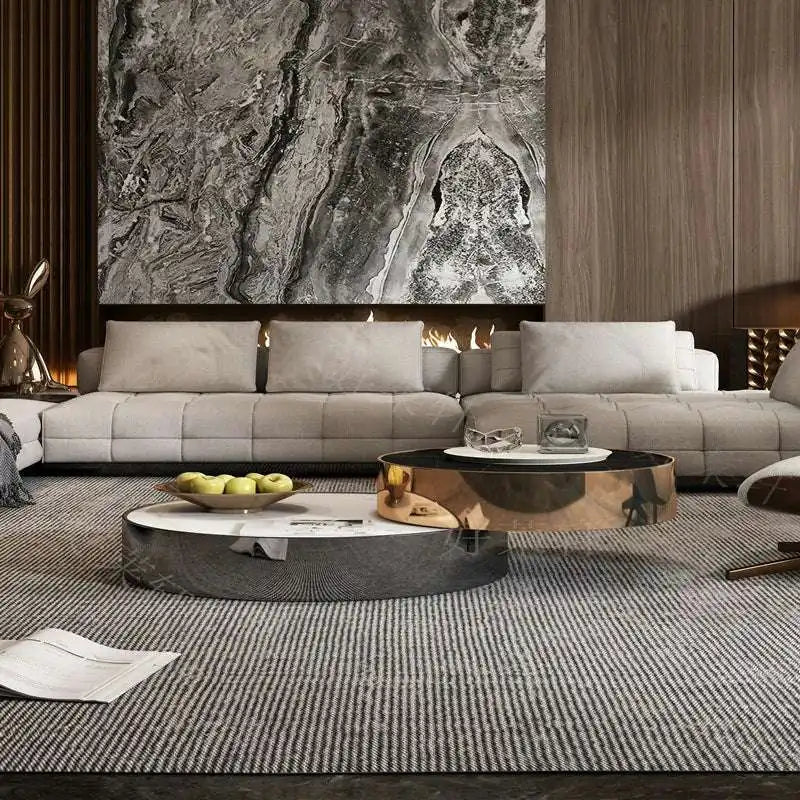 Black Nesting Coffee Tables with Bulldog Accent Decor