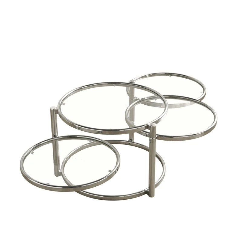 Glass Nesting Tables - Modern Chrome Coffee Table Set