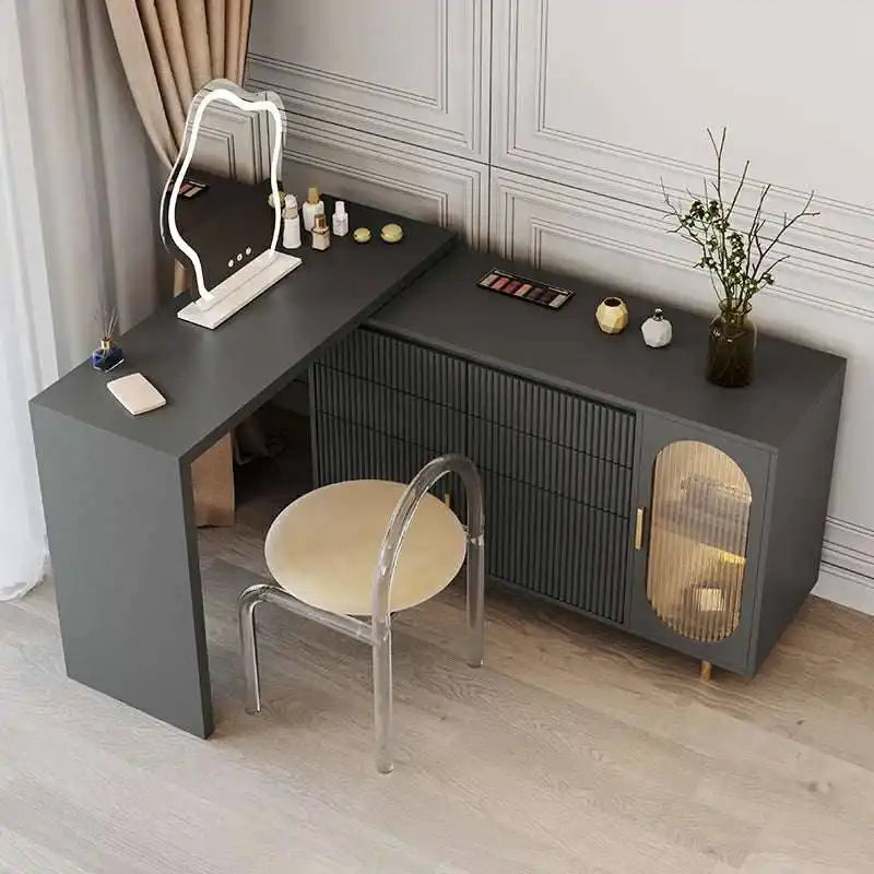 Modern Vanity/Dressing Table Set with LED Mirror & Storage