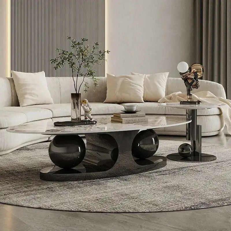 Marble Coffee Table with Gold Base | Modern Centerpiece