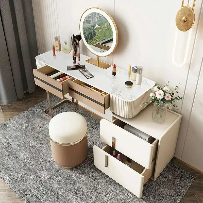 Vanity Desk with Lighted Mirror - Modern Makeup Table Set