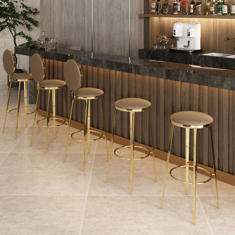 Black Leather Bar Stool Rose Gold Frame | Counter Stool