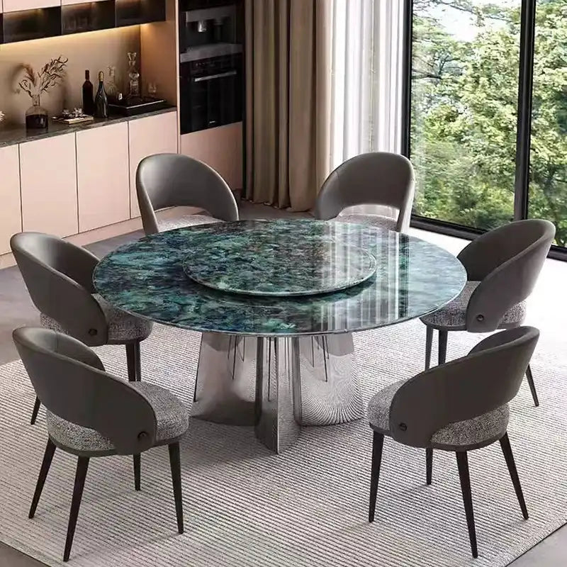 Marble Dining Table with Spinning Lazy Susan