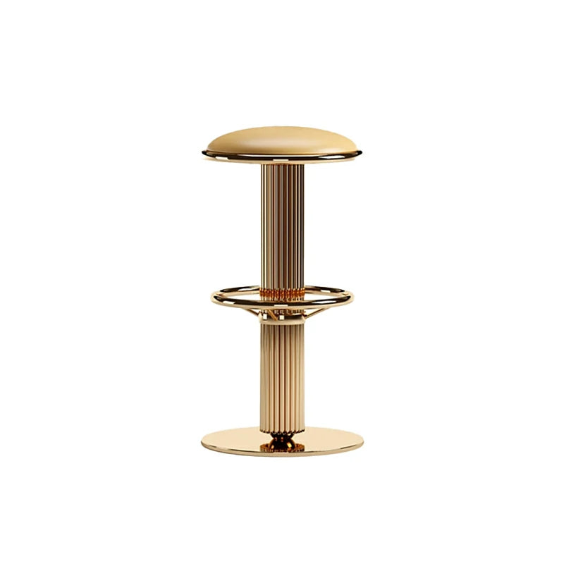 Luxury Gold Stainless Steel Bar Stool with Leather Seat – Modern Art Deco Style