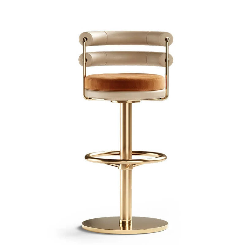 Luxury Swivel Bar Stool with Gold Base and Velvet Cushion
