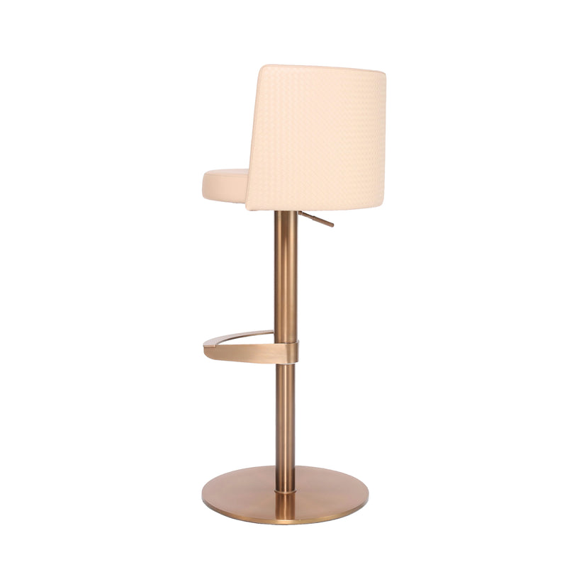 Modern Pink Stainless Steel Bar Stool with Adjustable Height & Backrest