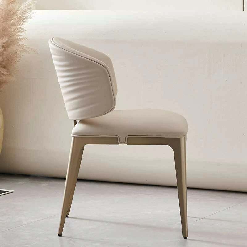 Cream Dining Chair with Gold Stainless Steel Legs –Comfy