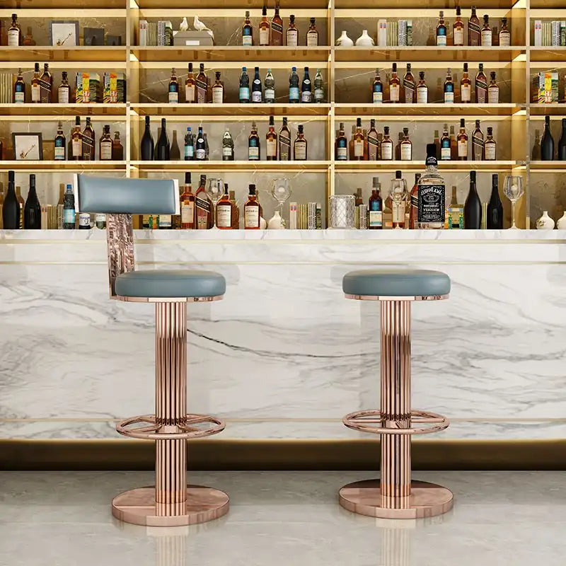 Luxury Gold & mint green Adjustable Bar Stool with Swivel & Footrest