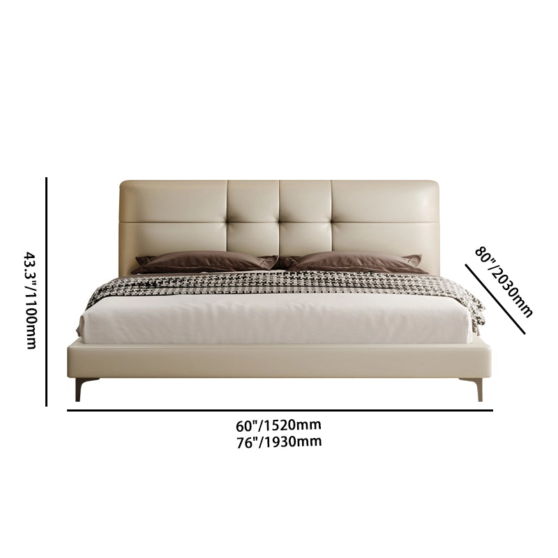 Modern Faux Leather Bed with Tufted Headrest