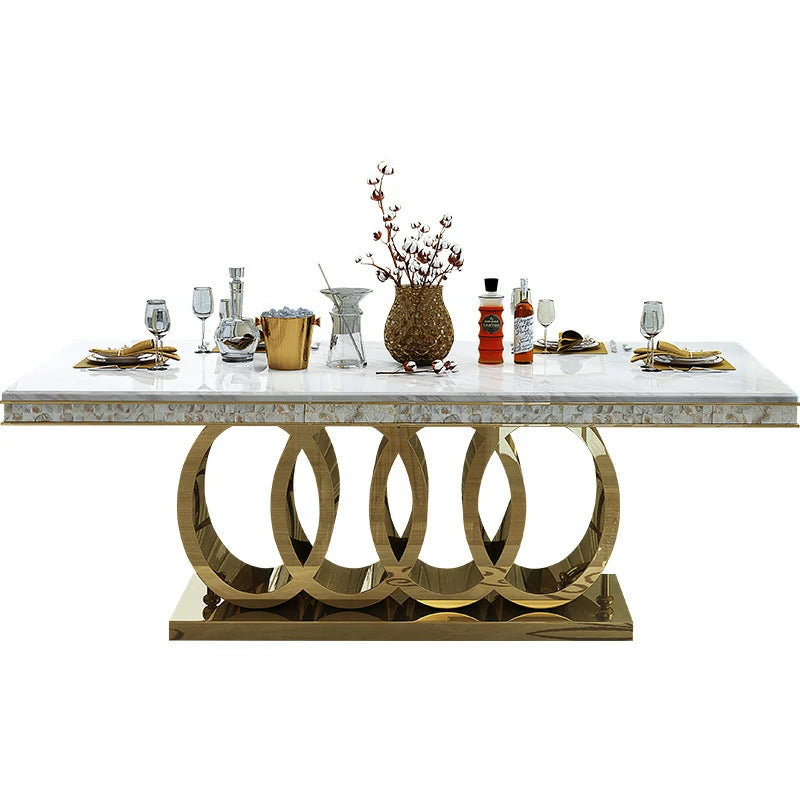 Marble Dining Table | Gold Base - Modern Luxe Design (Sizes)