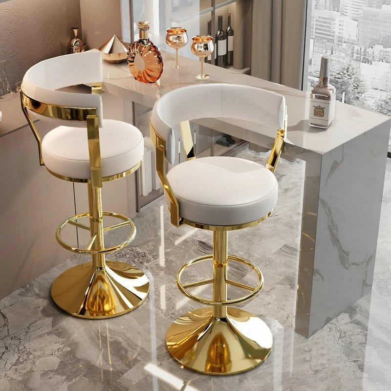 Gold Bar Stool - Wide Seat, Back & Modern Comfort