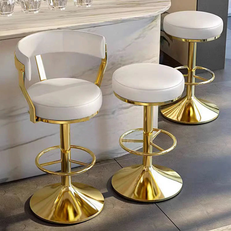 Gold Bar Stool - Wide Seat, Back & Modern Comfort