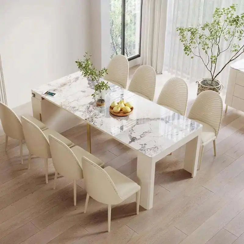 Extendable Faux Marble Dining Table Set | Space Saver