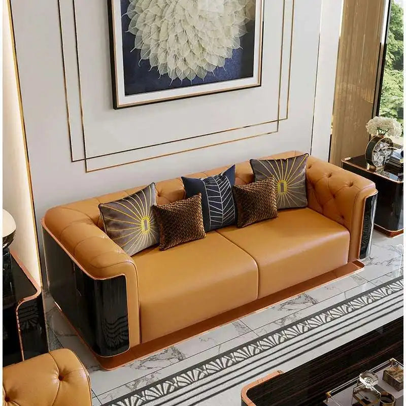 Premium Leather Couch: Chic Modern Sofa