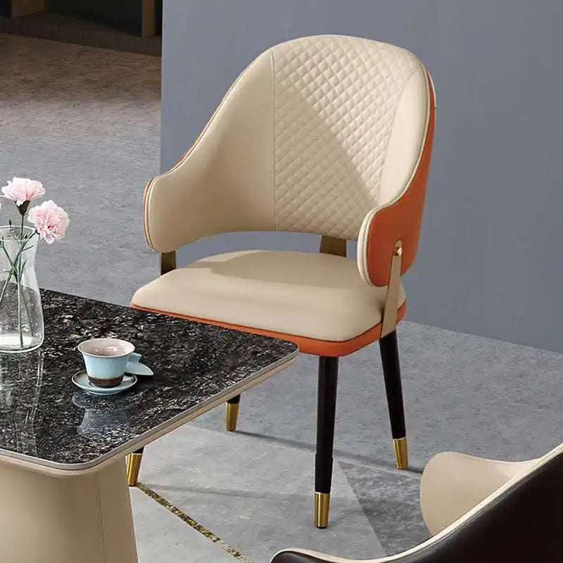 Luxe Upholstered Dining Chair - Gold Accents & Modern Design