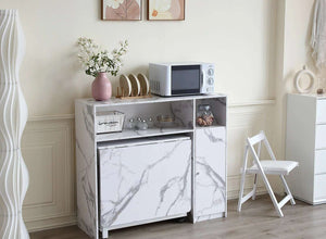 Marble Buffet Cabinet with Folding Dining Table