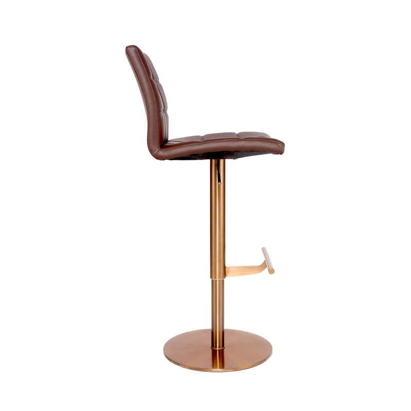 Modern Adjustable Height Counter Height Bar Stools with Polished Gold Stainless Steel Legs and Comfortable Cushion