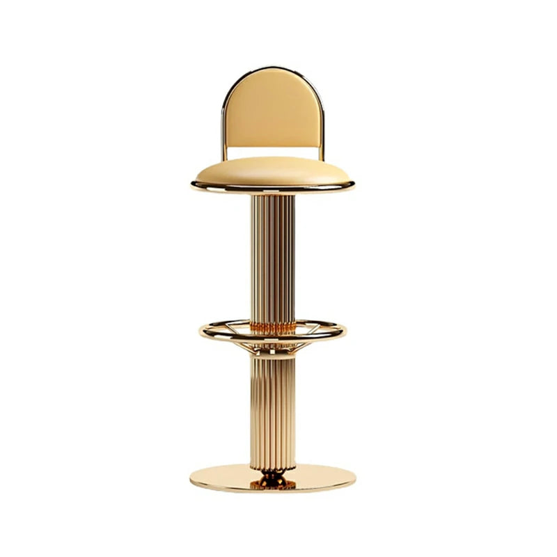 Luxury Gold Stainless Steel Bar Stool with Leather Seat – Modern Art Deco Style