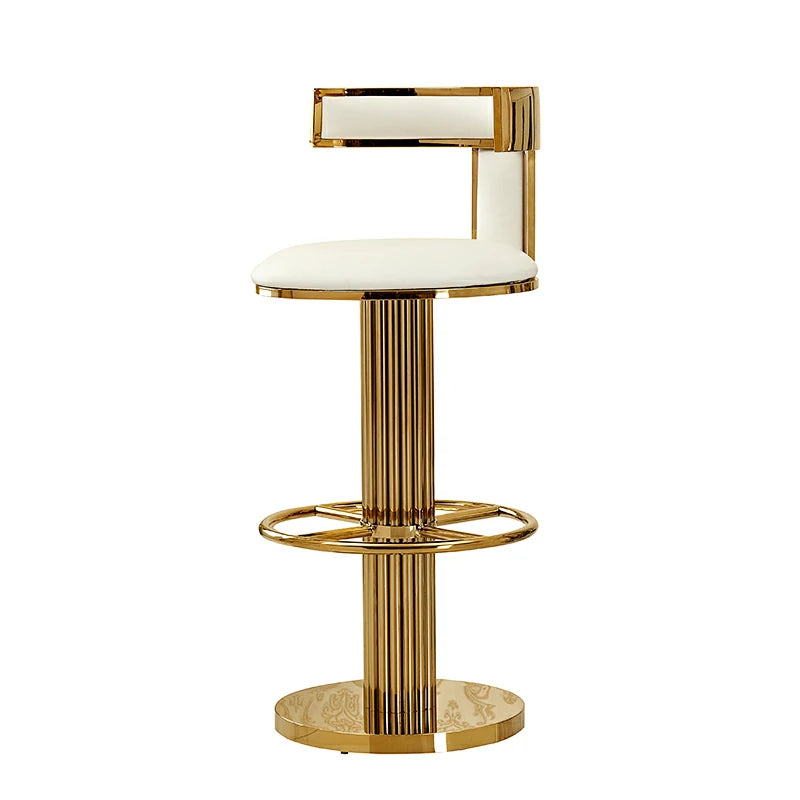 Gold Bar Stool with Leather Seat | Luxury Home Decor