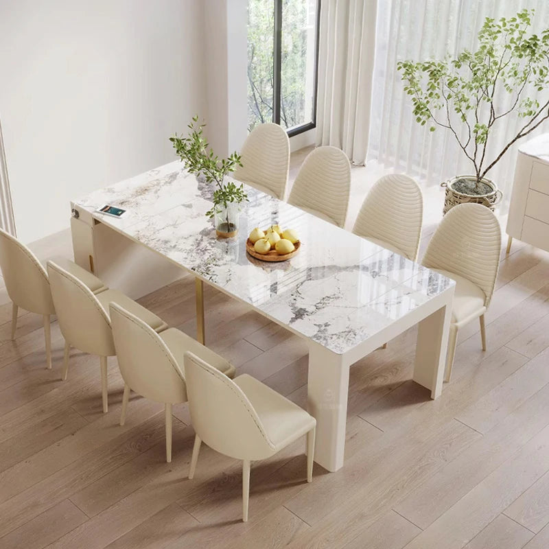 Extendable Marble Dining Table Set – Modern & Space-Saving