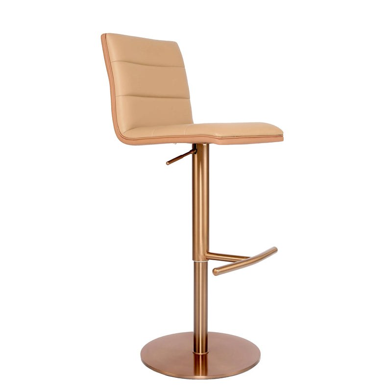 Modern Titanium Gray Adjustable Bar Stool with Brushed Stainless Steel Base