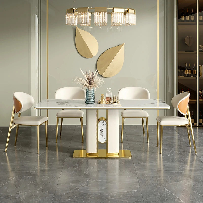 Glamorous Modern Dining Table Set with Gold Accents