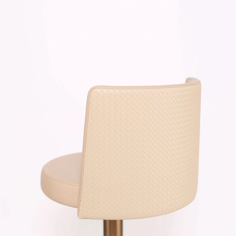 Modern Pink Stainless Steel Bar Stool with Adjustable Height & Backrest