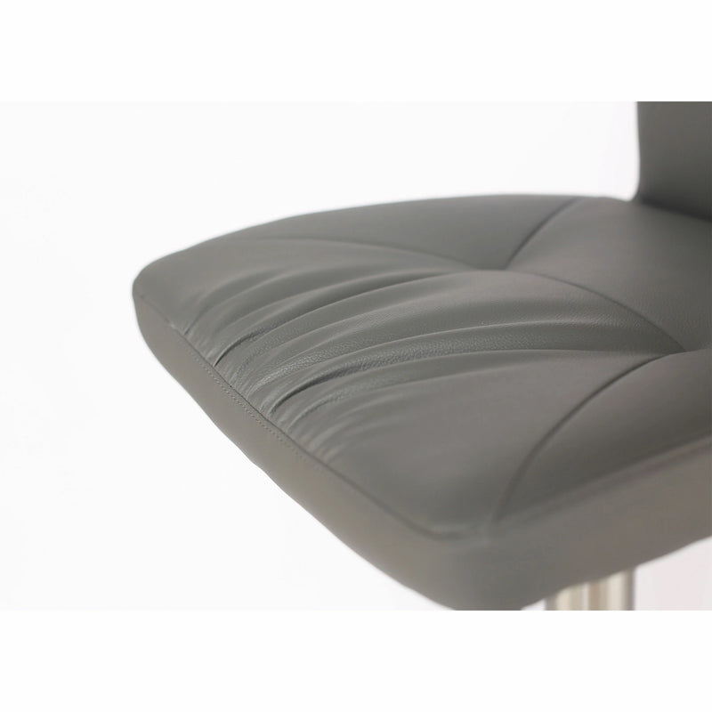 Adjustable Beige Bar Stool with Padded Backrest and Brushed Steel Base